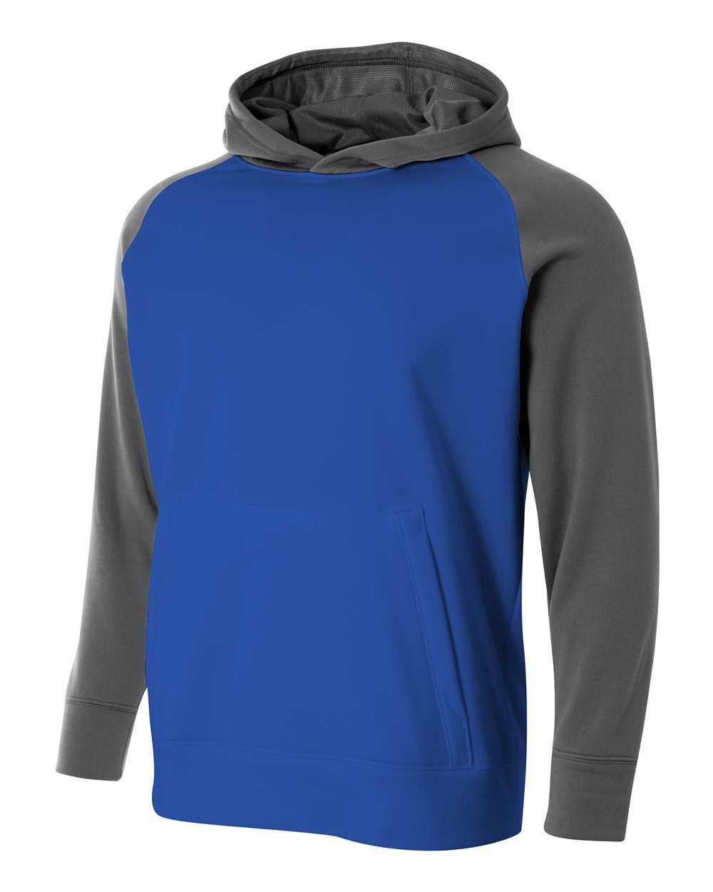 A4 NB4234 Youth Color Block Tech Fleece Hoodie - Royal Graphite - HIT a Double
