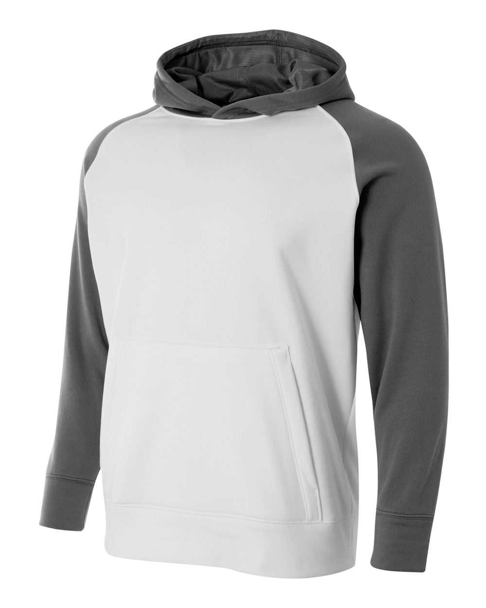 A4 NB4234 Youth Color Block Tech Fleece Hoodie - White Graphite - HIT a Double