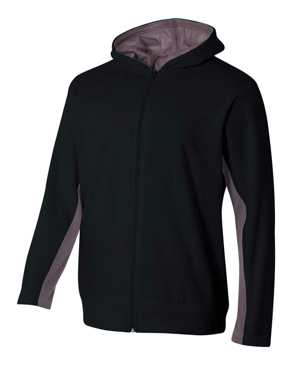 A4 NB4251 Youth Full Zip Color Block Fleece Hoodie - Black Graphite - HIT a Double