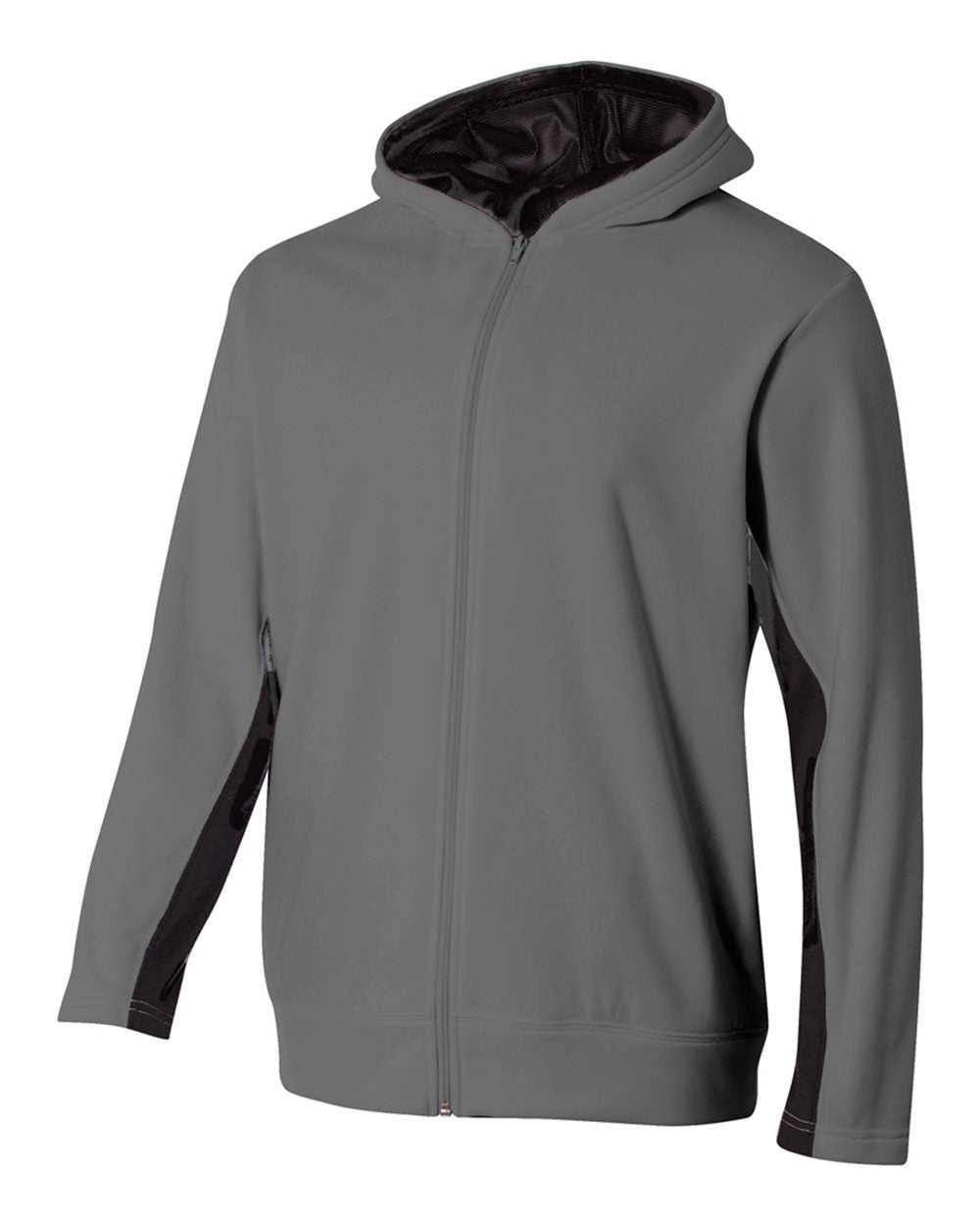 A4 NB4251 Youth Full Zip Color Block Fleece Hoodie - Graphite Black - HIT a Double