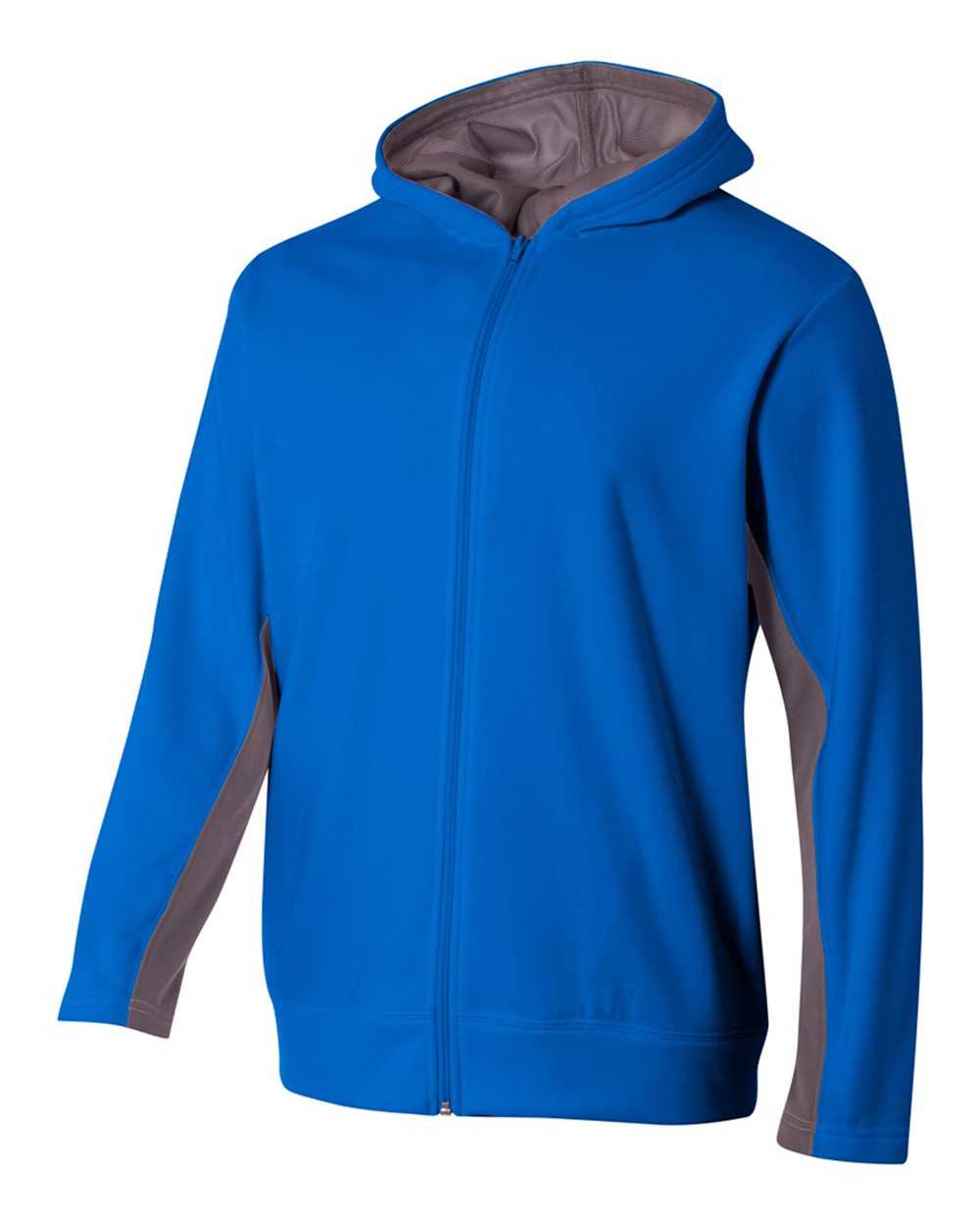 A4 NB4251 Youth Full Zip Color Block Fleece Hoodie - Royal Graphite - HIT a Double