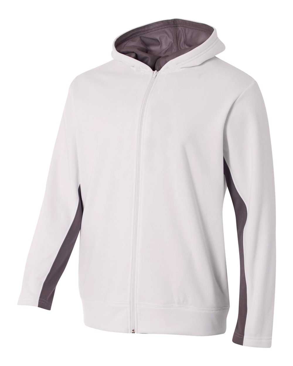 A4 NB4251 Youth Full Zip Color Block Fleece Hoodie - White Graphite - HIT a Double
