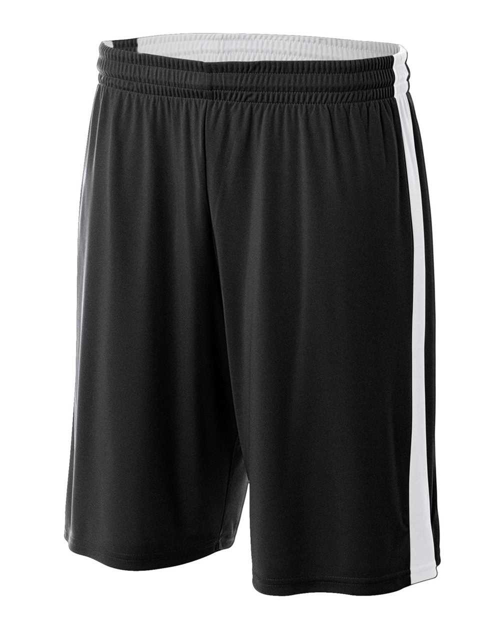 A4 NB5284 Youth Reversible Moisture Management 8" Short - Black White - HIT a Double