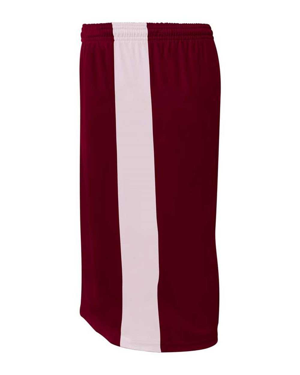 A4 NB5284 Youth Reversible Moisture Management 8&quot; Short - Maroon White - HIT a Double