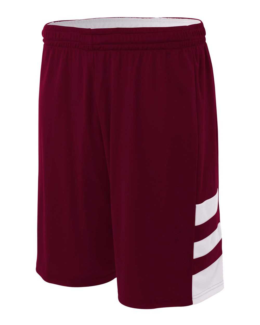 A4 NB5334 8&quot; Reversible Speedway Short - Maroon White - HIT a Double