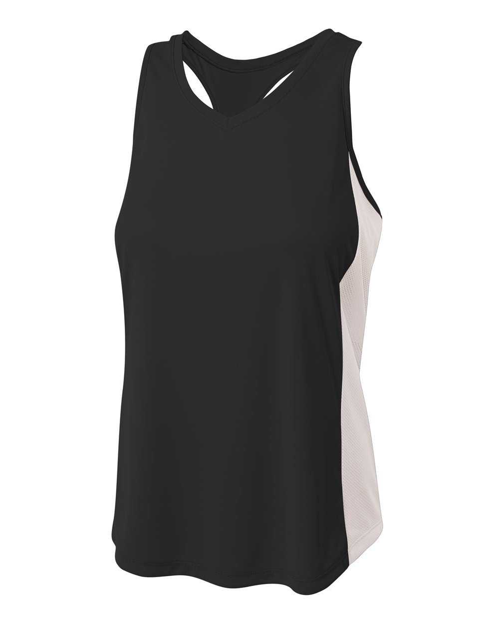 A4 NW2009 Pacer Singlet with Racerback - Black White - HIT a Double