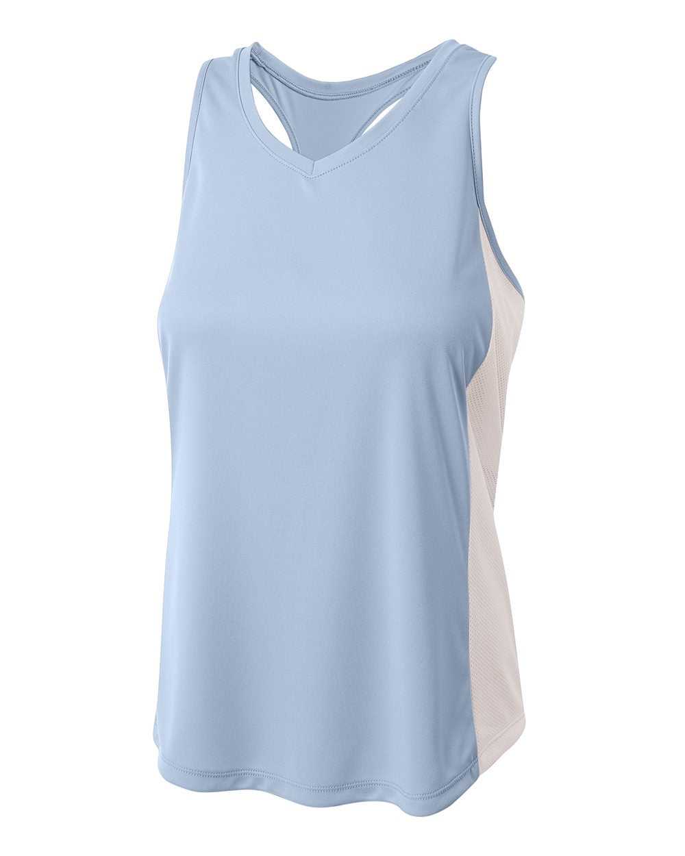 A4 NW2009 Pacer Singlet with Racerback - Light Blue White - HIT a Double