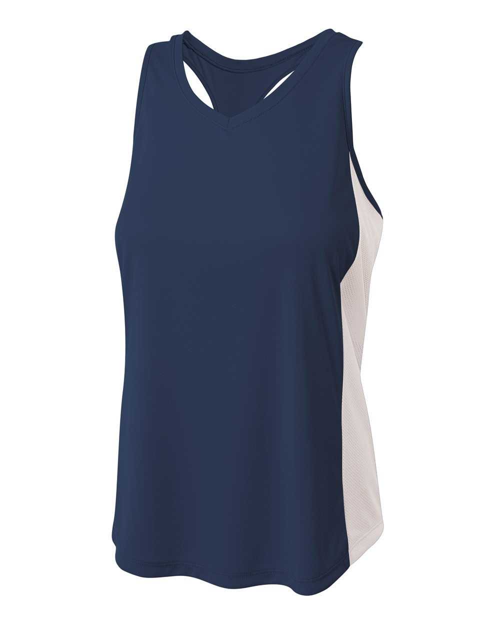 A4 NW2009 Pacer Singlet with Racerback - Navy White - HIT a Double