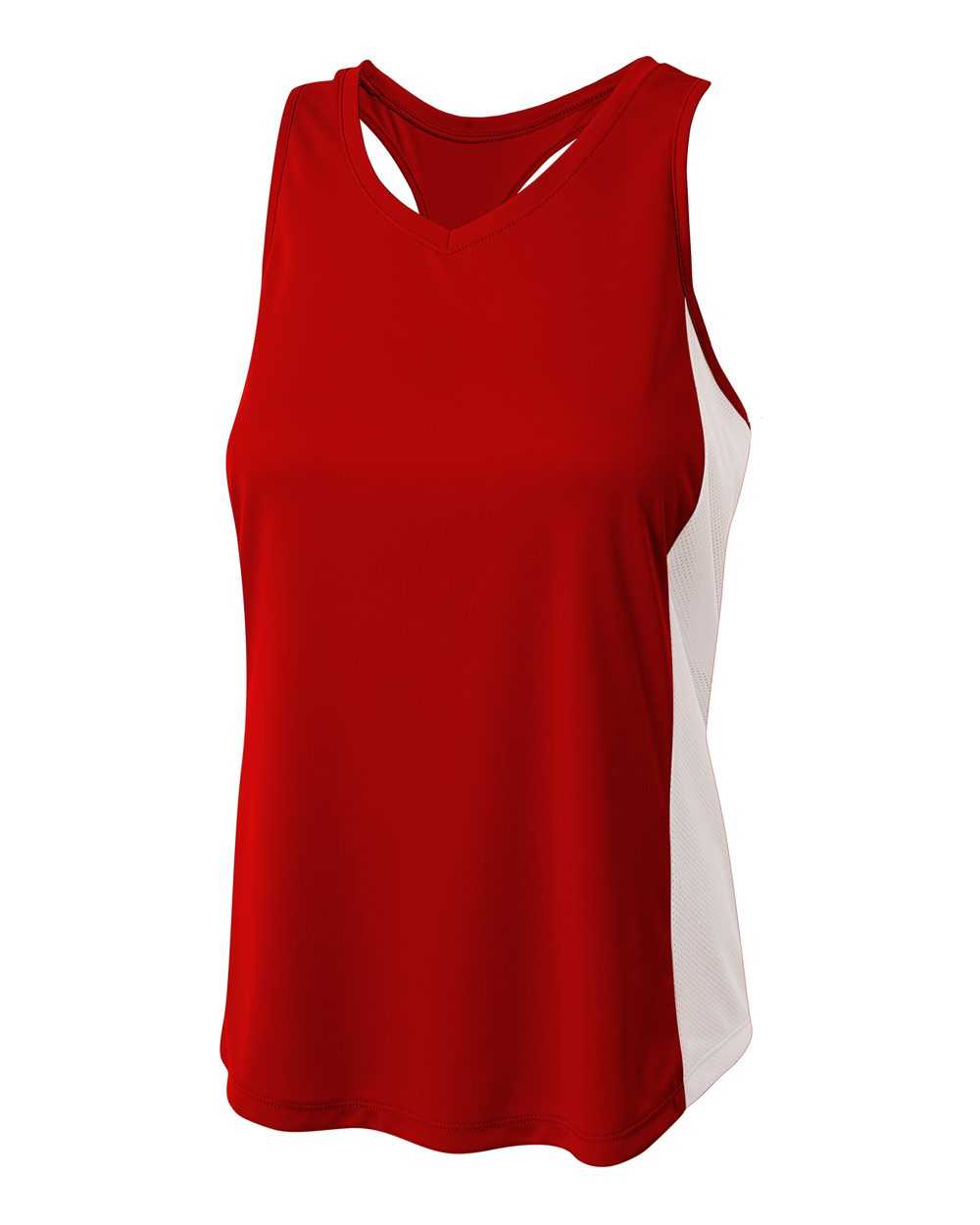 A4 NW2009 Pacer Singlet with Racerback - Scarlet White - HIT a Double