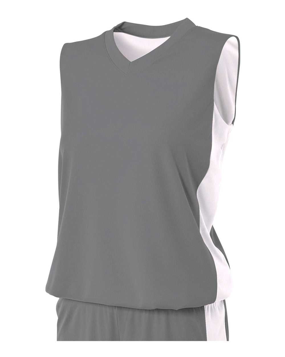 A4 NW2320 Women&#39;s Reversible Moisture Management Muscle - Graphite White - HIT a Double