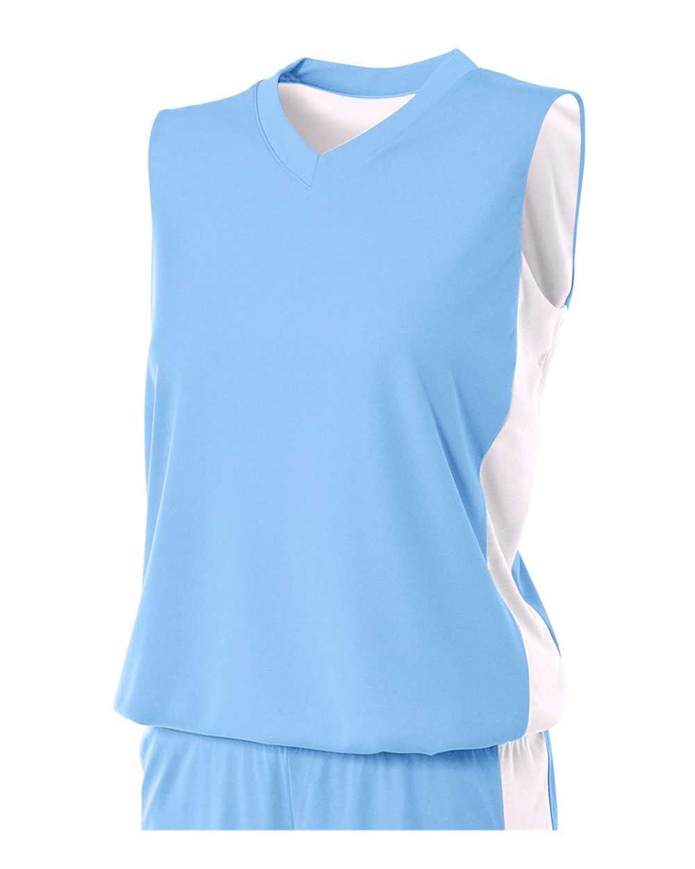 A4 NW2320 Women&#39;s Reversible Moisture Management Muscle - Light Blue White - HIT a Double