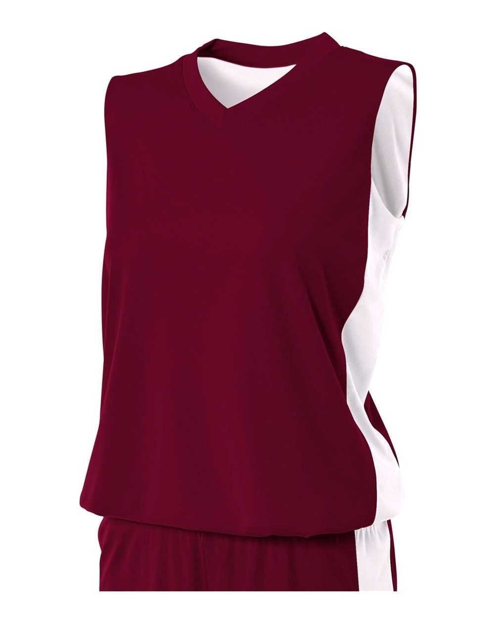 A4 NW2320 Women&#39;s Reversible Moisture Management Muscle - Maroon White - HIT a Double