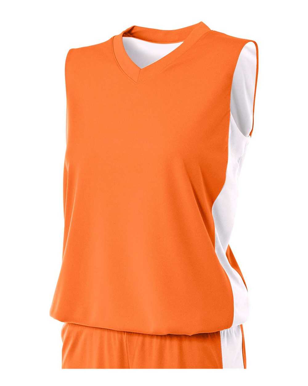A4 NW2320 Women&#39;s Reversible Moisture Management Muscle - Orange White - HIT a Double
