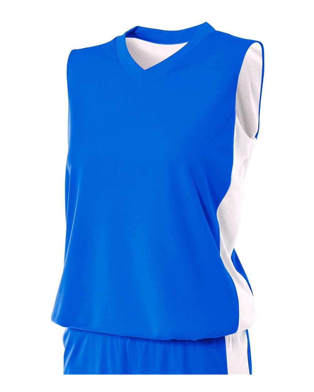 A4 NW2320 Women&#39;s Reversible Moisture Management Muscle - Royal White - HIT a Double