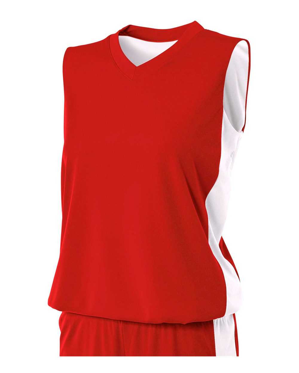 A4 NW2320 Women&#39;s Reversible Moisture Management Muscle - Scarlet White - HIT a Double