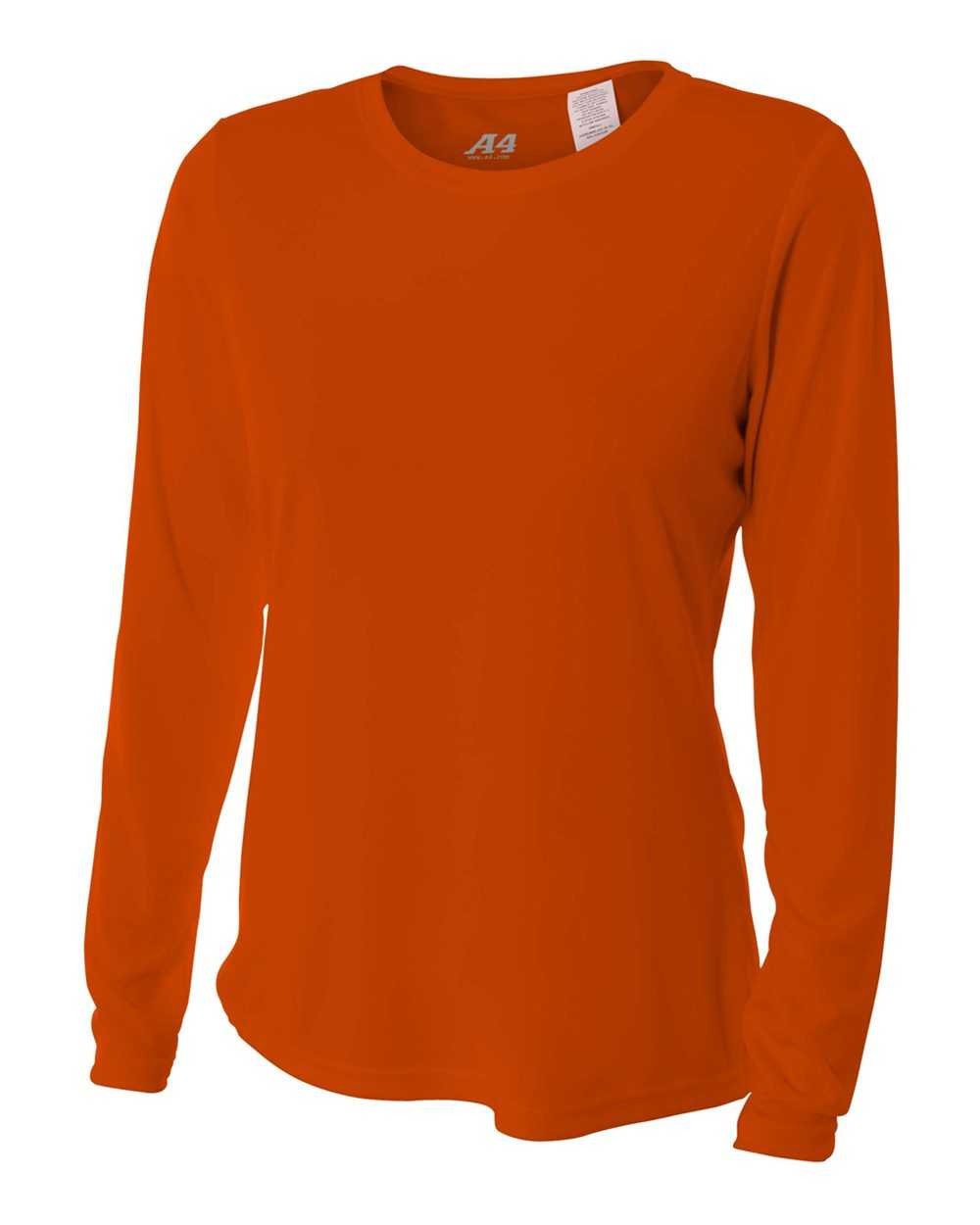 A4 NW3002 Women&#39;s Long Sleeve Performance Crew - Athletic Orange - HIT a Double