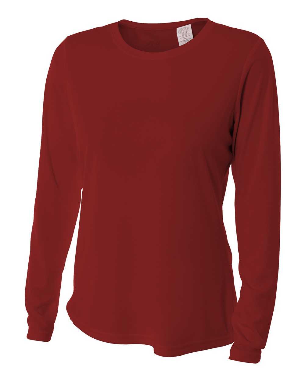 A4 NW3002 Women&#39;s Long Sleeve Performance Crew - Cardinal - HIT a Double