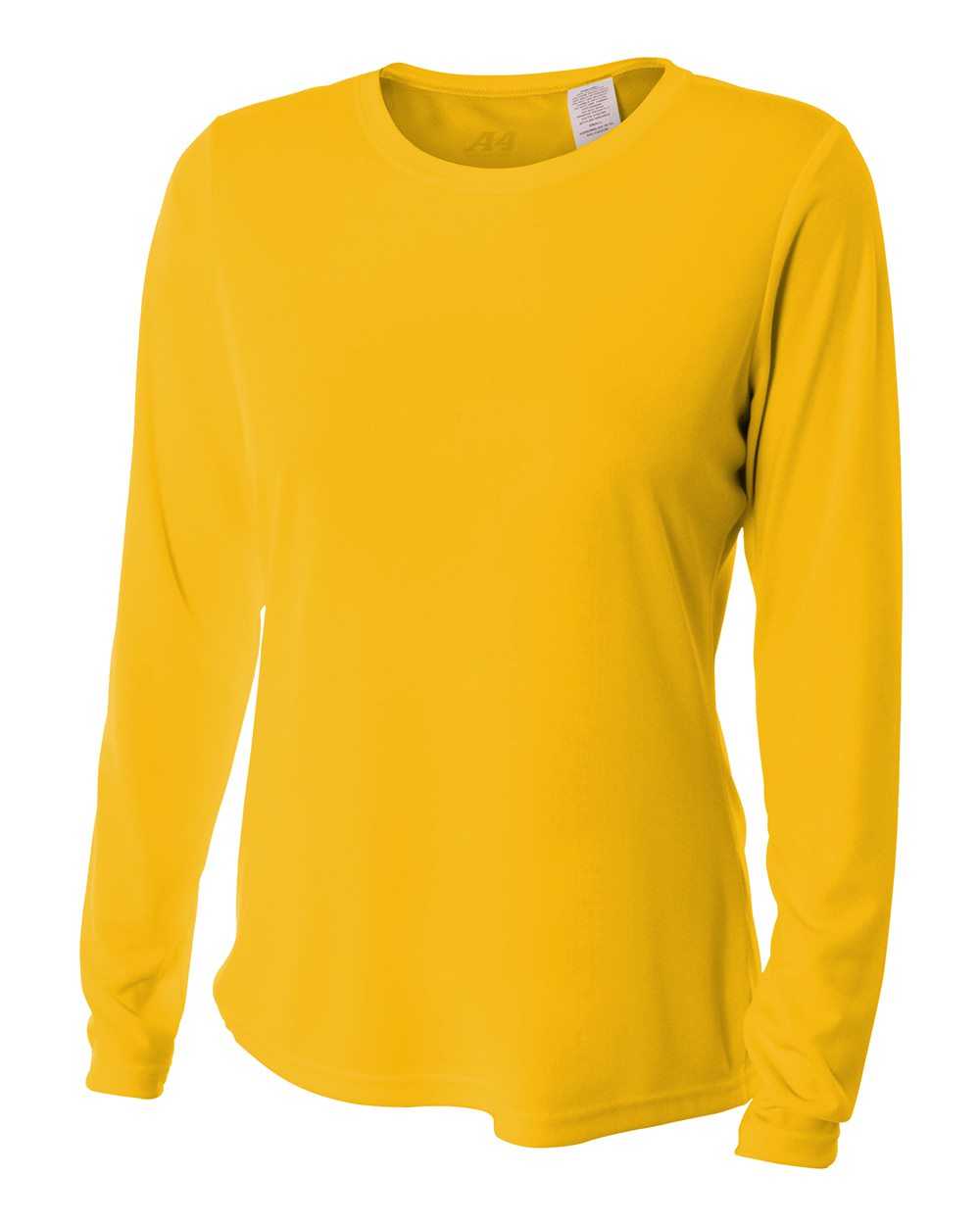 A4 NW3002 Women&#39;s Long Sleeve Performance Crew - Gold - HIT a Double