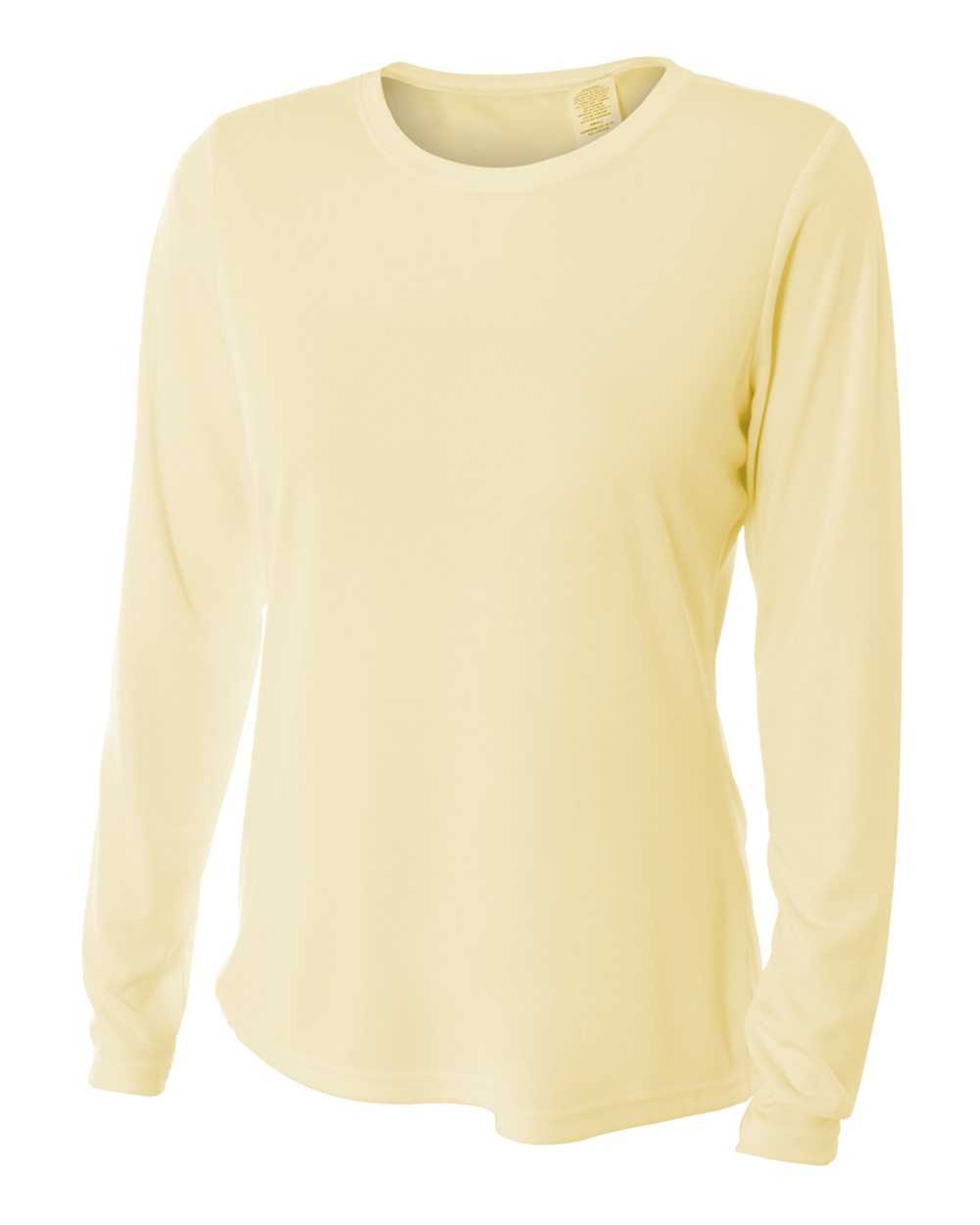 A4 NW3002 Women&#39;s Long Sleeve Performance Crew - Light Yellow - HIT a Double
