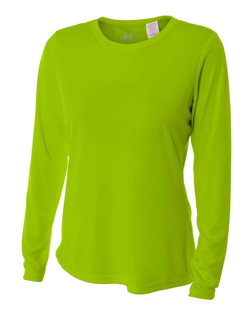 A4 NW3002 Women&#39;s Long Sleeve Performance Crew - Lime - HIT a Double