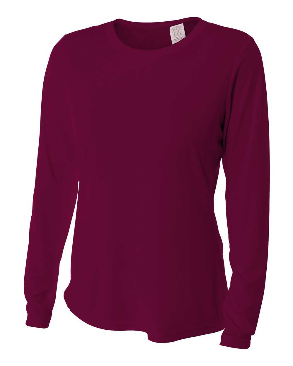 A4 NW3002 Women&#39;s Long Sleeve Performance Crew - Maroon - HIT a Double