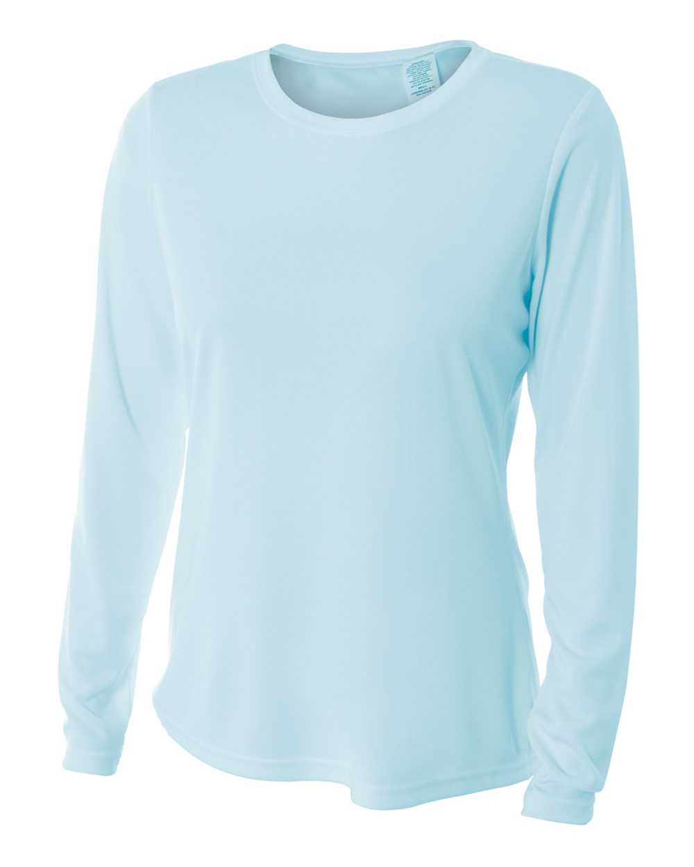 A4 NW3002 Women&#39;s Long Sleeve Performance Crew - Pastel Blue - HIT a Double
