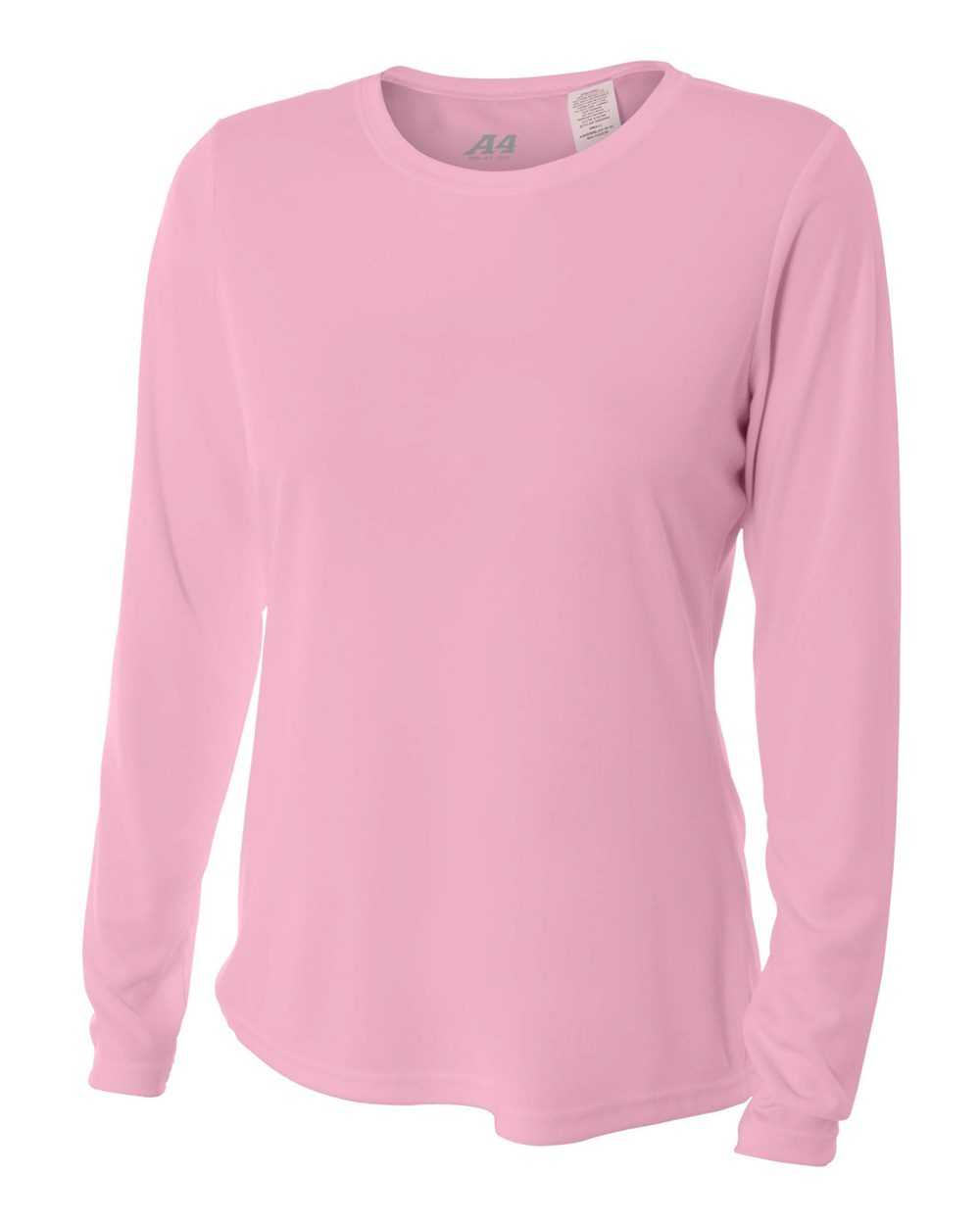 A4 NW3002 Women&#39;s Long Sleeve Performance Crew - Pink - HIT a Double