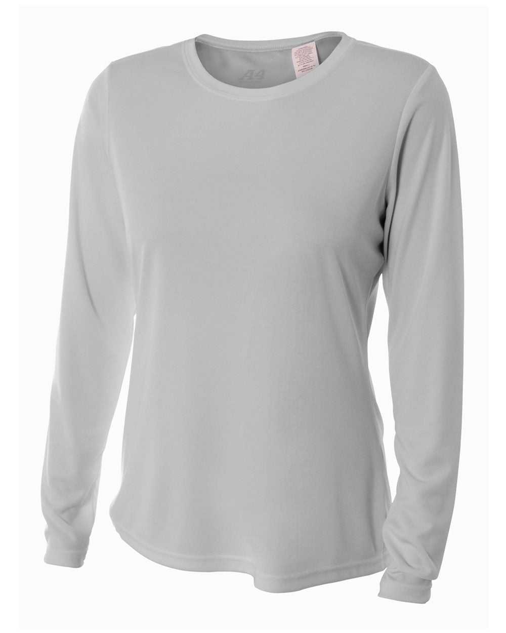 A4 NW3002 Women&#39;s Long Sleeve Performance Crew - Silver - HIT a Double