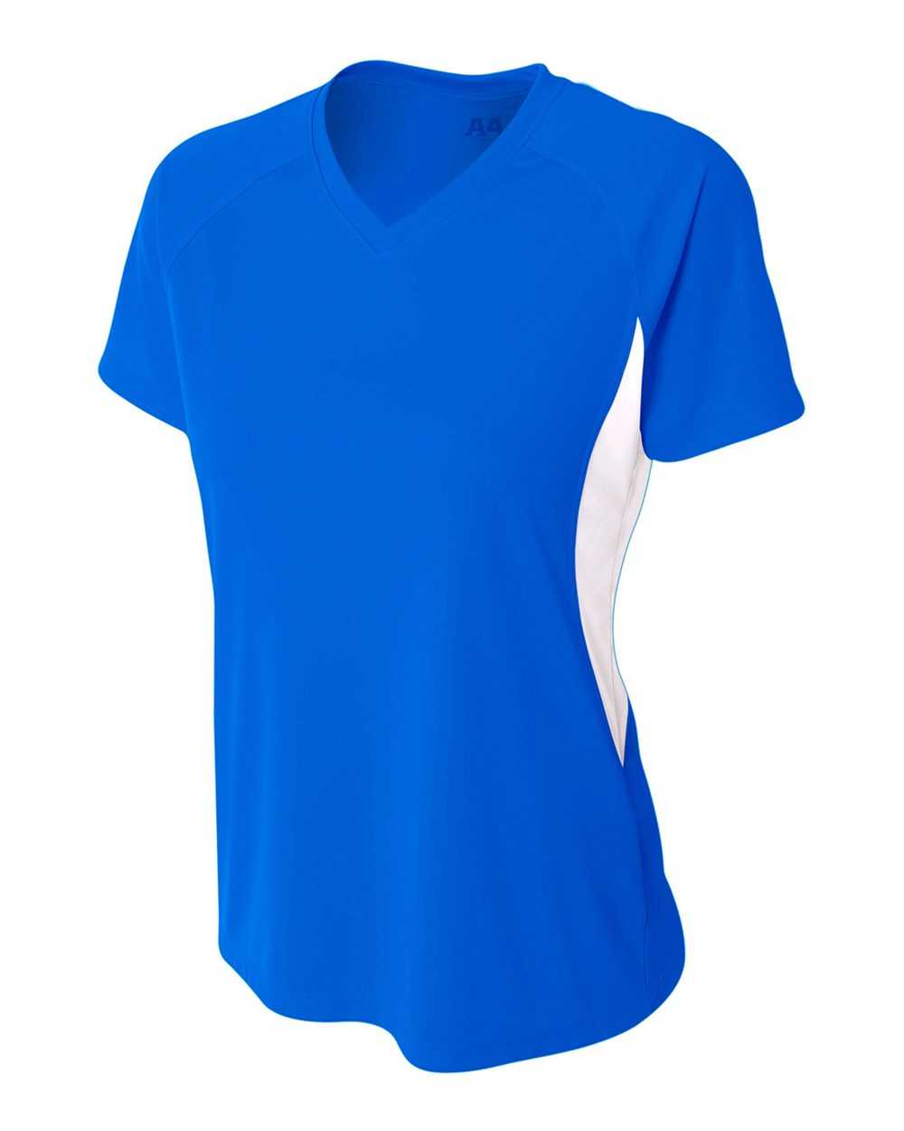 A4 NW3223 Women's Color Block Performance V-Neck - Royal White - HIT a Double