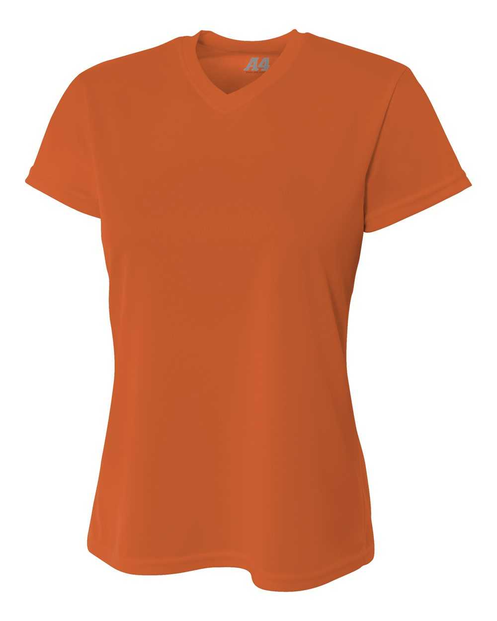 A4 NW3254 Women&#39;s Short Sleeve V-Neck Birds Eye Mesh Tee - Athletic Orange - HIT a Double