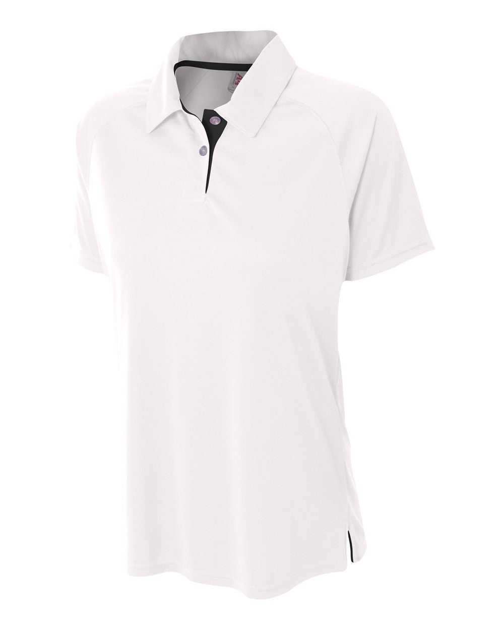 A4 NW3293 Womens Contrast Performance Polo - White Black - HIT a Double