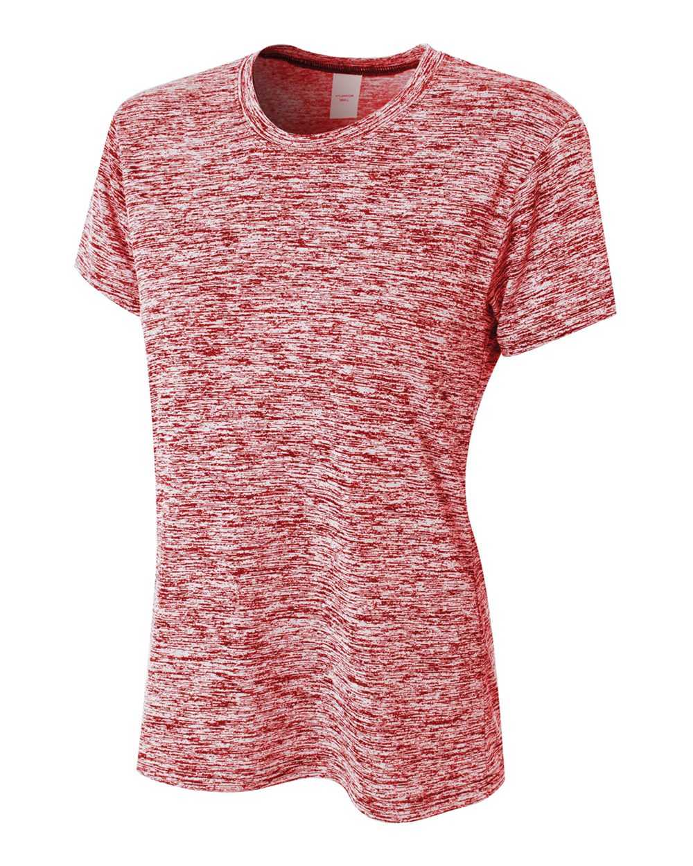 A4 NW3296 Women's Space Dye Tech Shirt - Scarlet - HIT a Double