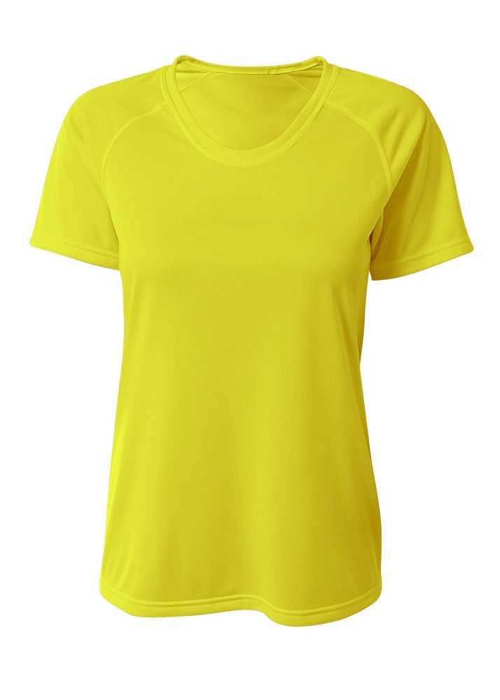 A4 NW3393 SureColor Short Sleeve Cationic Women&#39;s Tee - Safety Yellow - HIT a Double