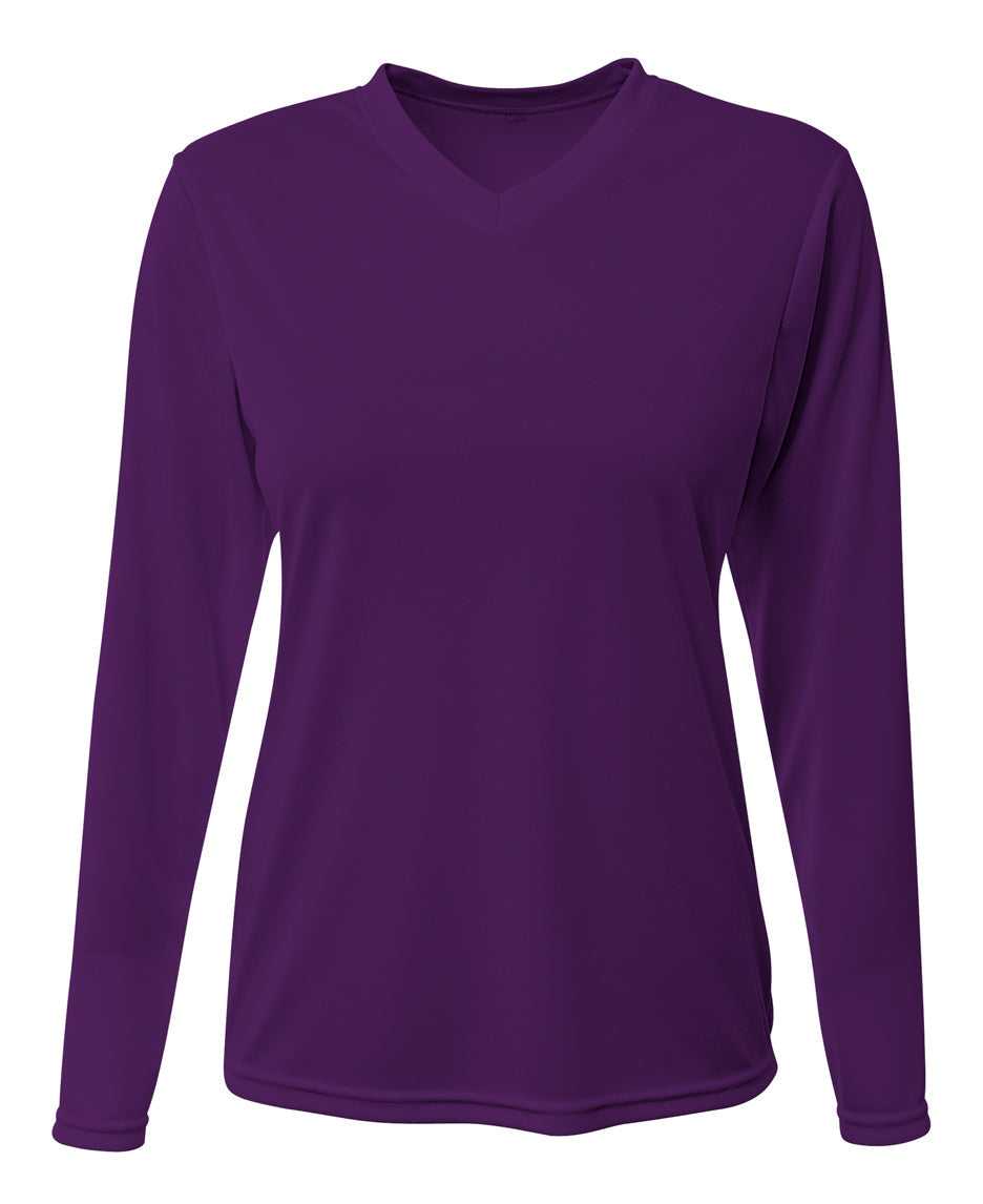 A4 NW3425 Women&#39;s Sprint Long Sleeve Tee - Purple - HIT a Double
