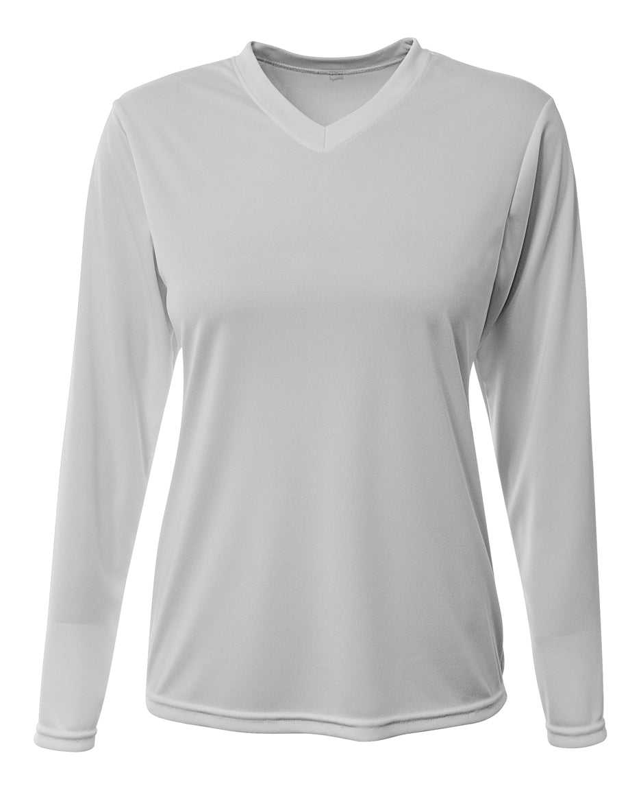 A4 NW3425 Women&#39;s Sprint Long Sleeve Tee - Silver - HIT a Double