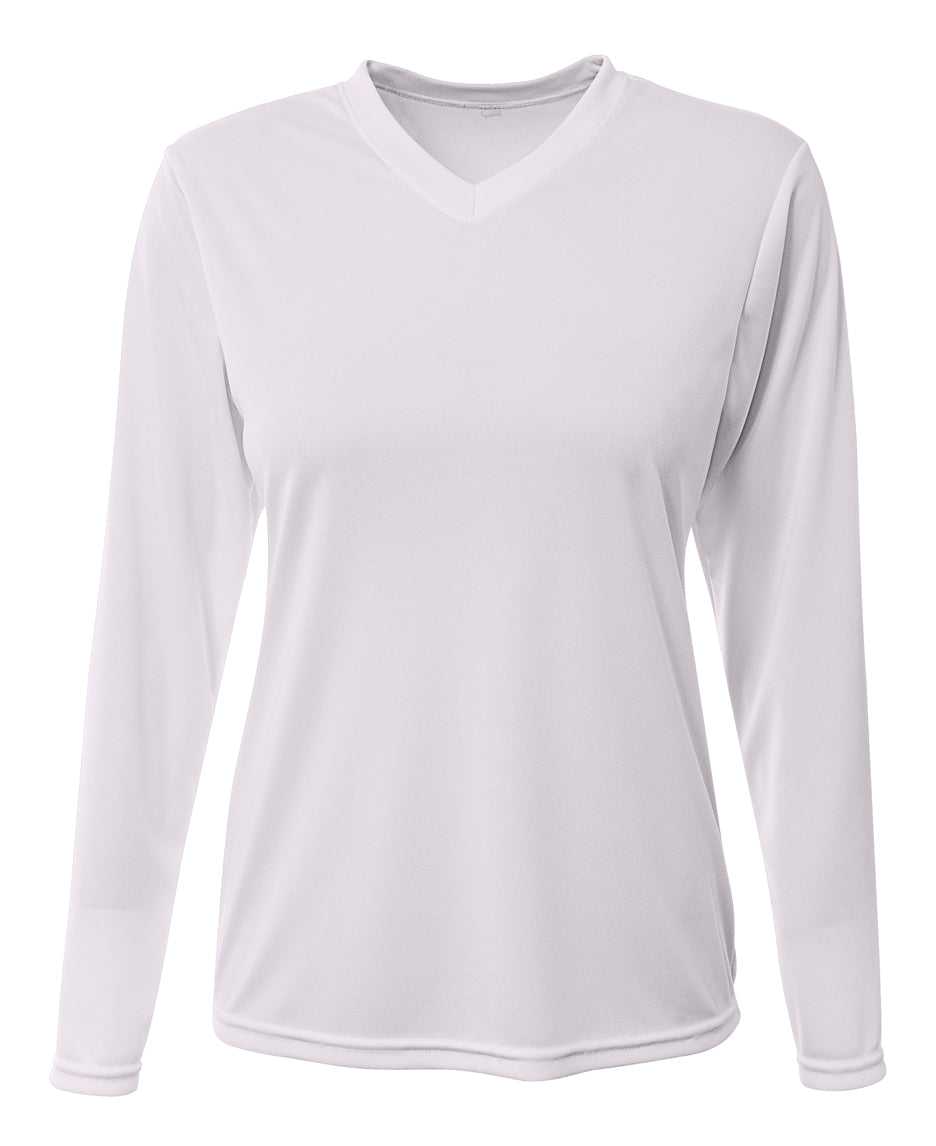 A4 NW3425 Women&#39;s Sprint Long Sleeve Tee - White - HIT a Double