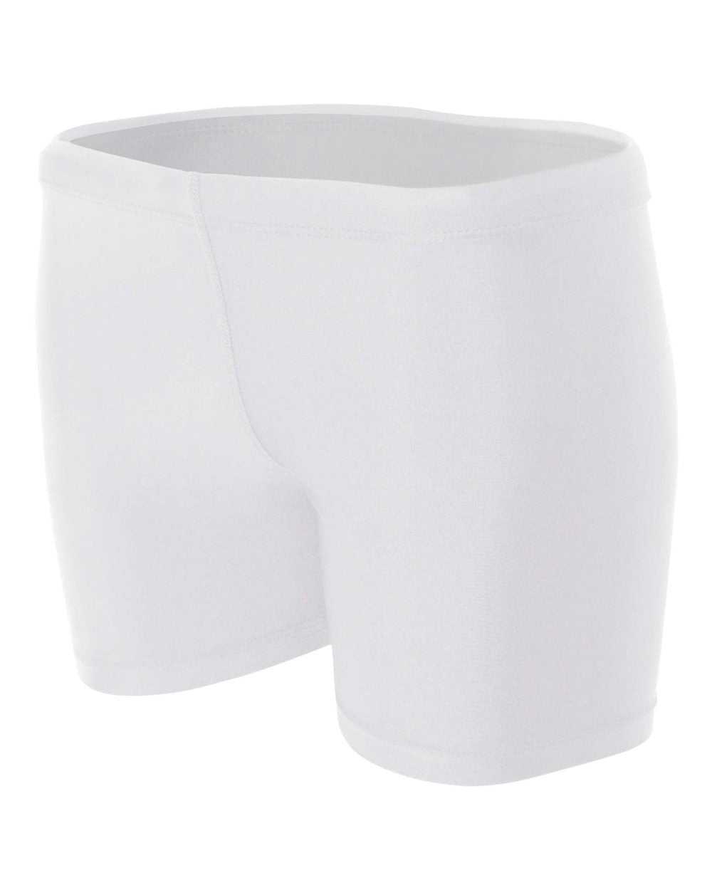 A4 NW5313 Women&#39;s 4&quot; Compression Short - White - HIT a Double