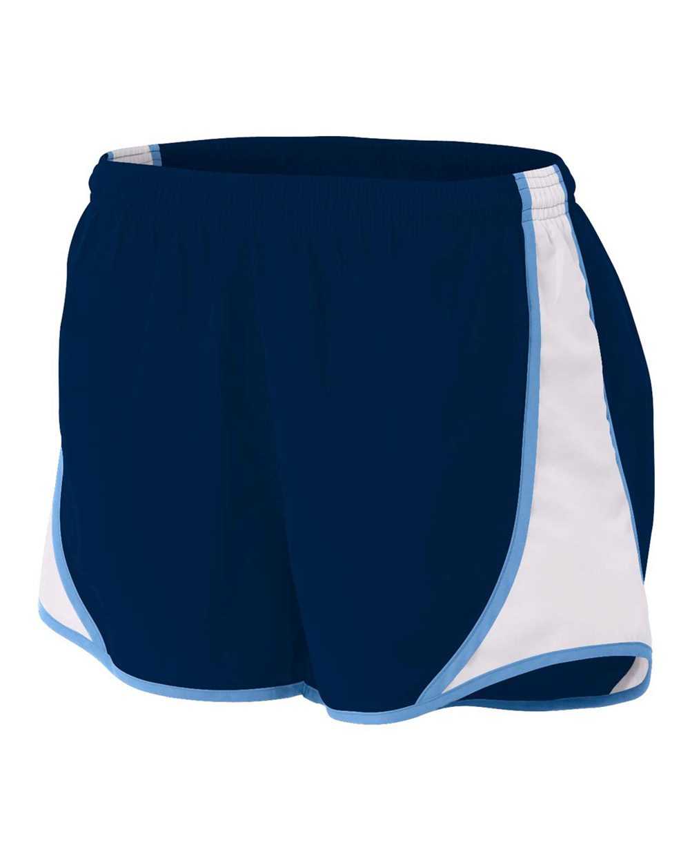 A4 NW5341 Womens 3&quot; Speed Short - Navy Light Blue - HIT a Double