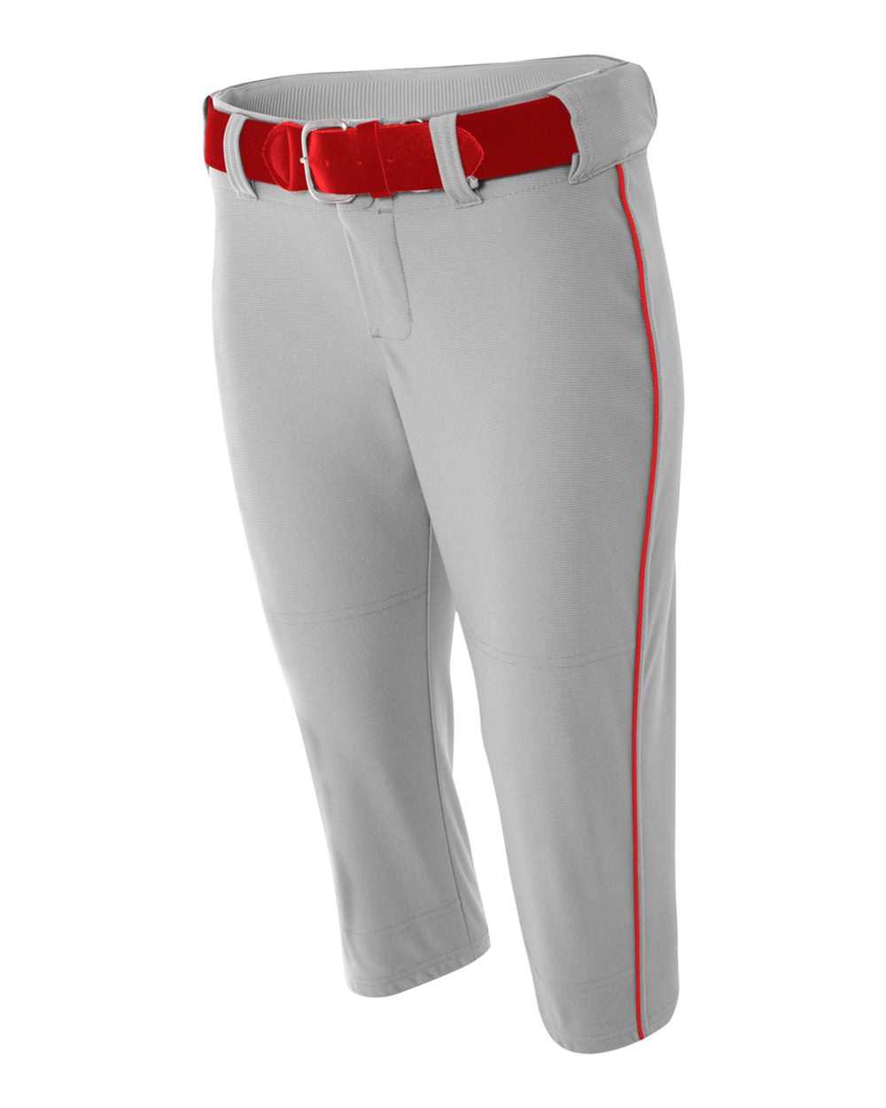 A4 NW6188 Womens Softball Pant with Cording - Gray Scarlet - HIT a Double