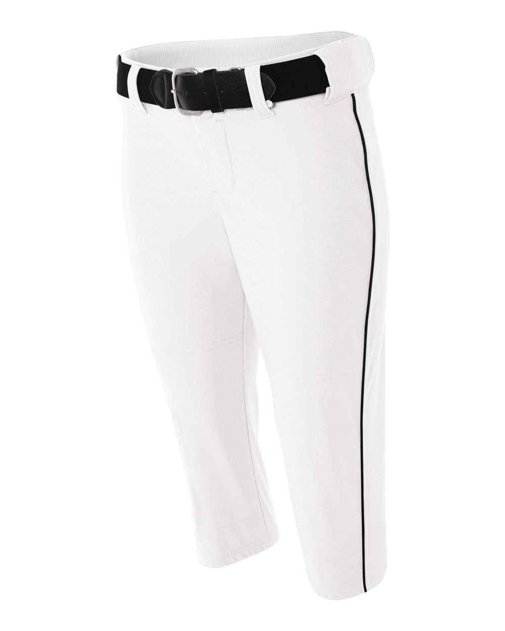 A4 NW6188 Womens Softball Pant with Cording - White Black - HIT a Double