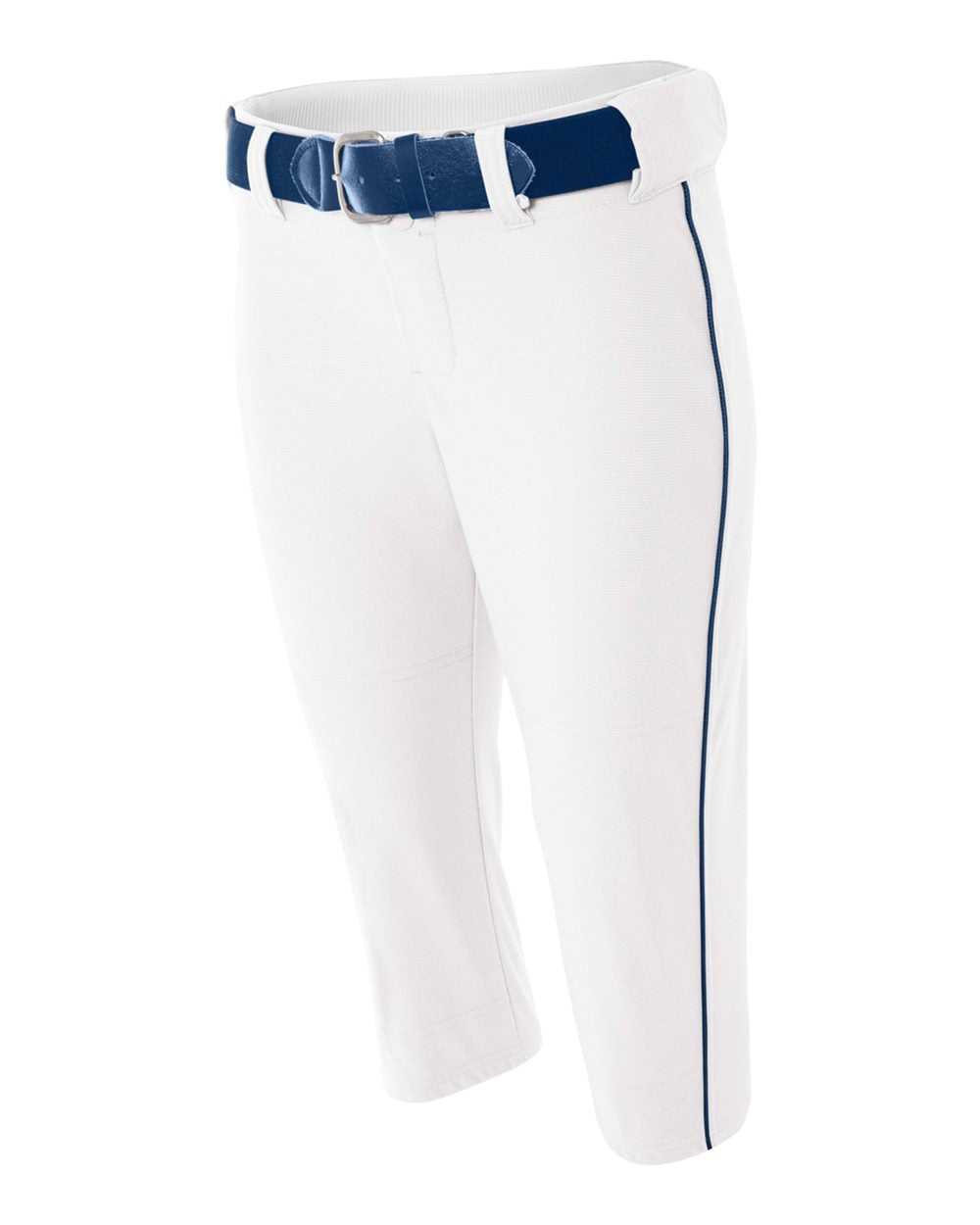 A4 NW6188 Womens Softball Pant with Cording - White Navy - HIT a Double