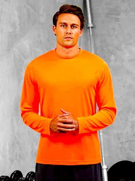 Just Cool JCA002 Long Sleeve Cool Tee - Electric Orange - HIT a Double
