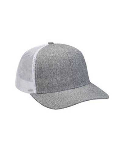 Adams PV102 Heather Woven Soft Mesh Trucker Cap - Charcoal White - HIT a Double