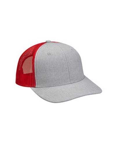 Adams PV102 Heather Woven Soft Mesh Trucker Cap - Slate Red - HIT a Double