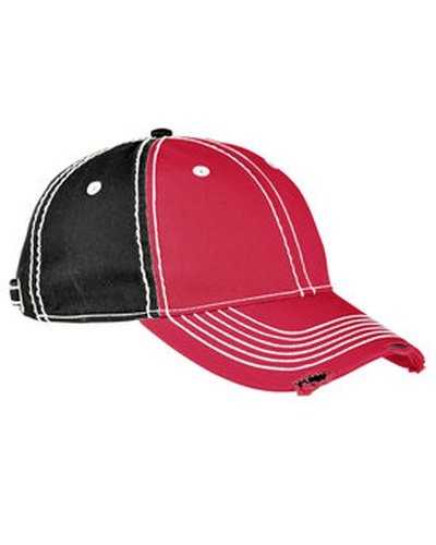 Adams RM102 Adult Distressed Rambler Cap - Red Black - HIT a Double
