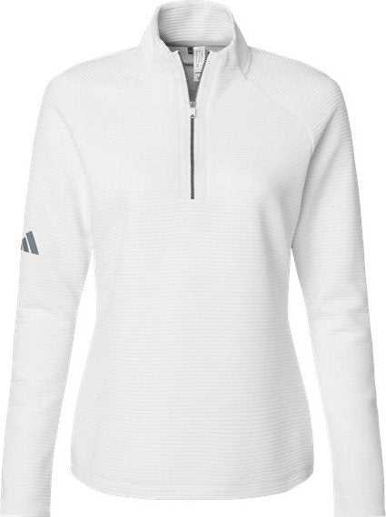 Adidas A589 Women&#39;s Spacer Quarter-Zip Pullover - Core White - HIT a Double - 1
