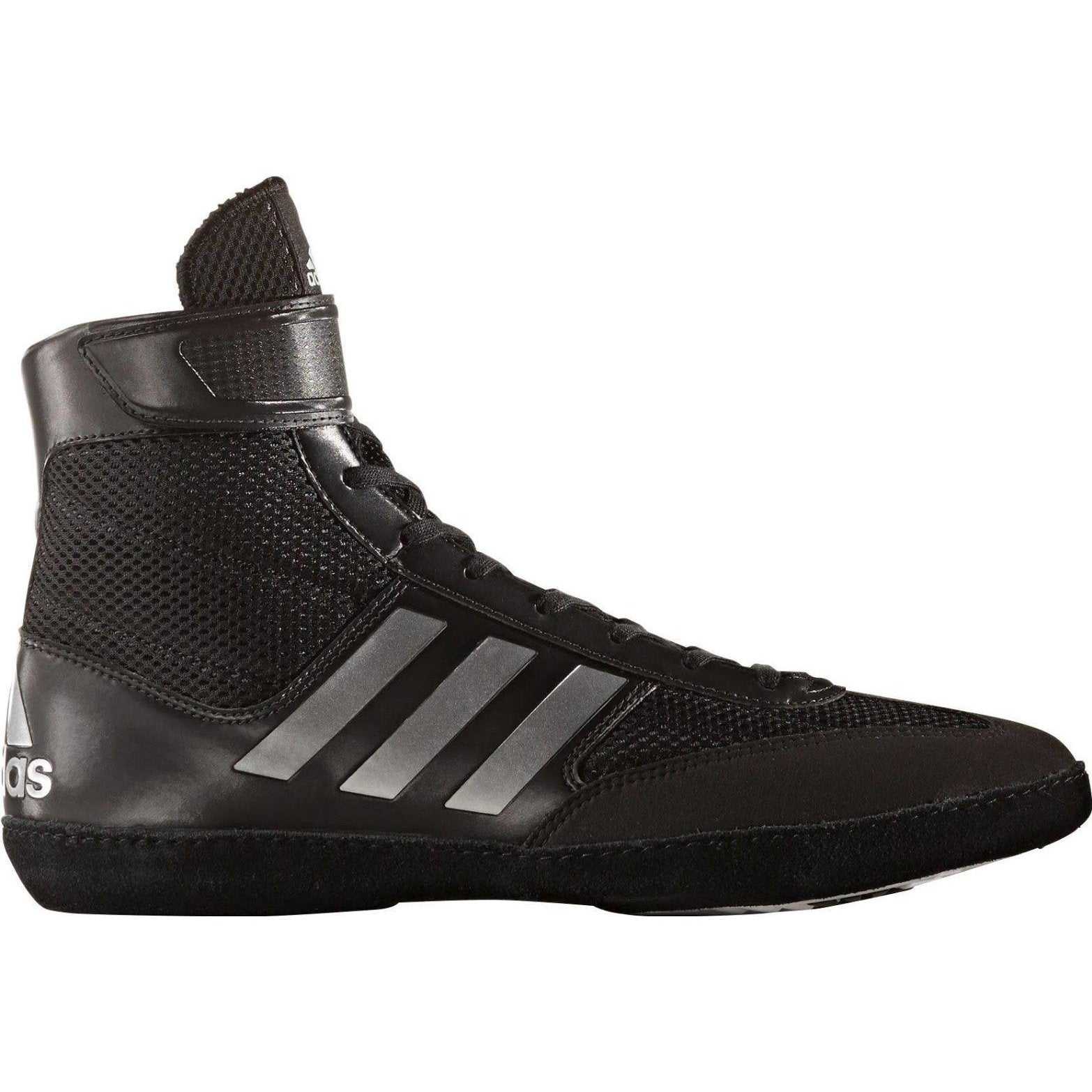 Adidas 224 Combat Speed 5 Wrestling Shoes - Black Silver Black - HIT a Double