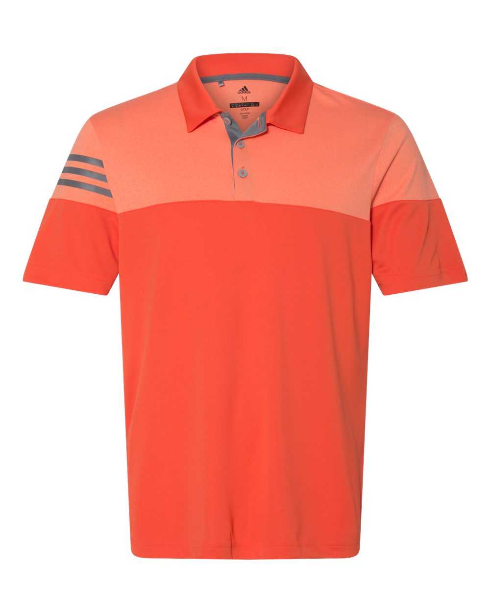 Adidas A213 Heathered 3-Stripes Block Sport Shirt - Blaze Orange Vista Grey - HIT a Double