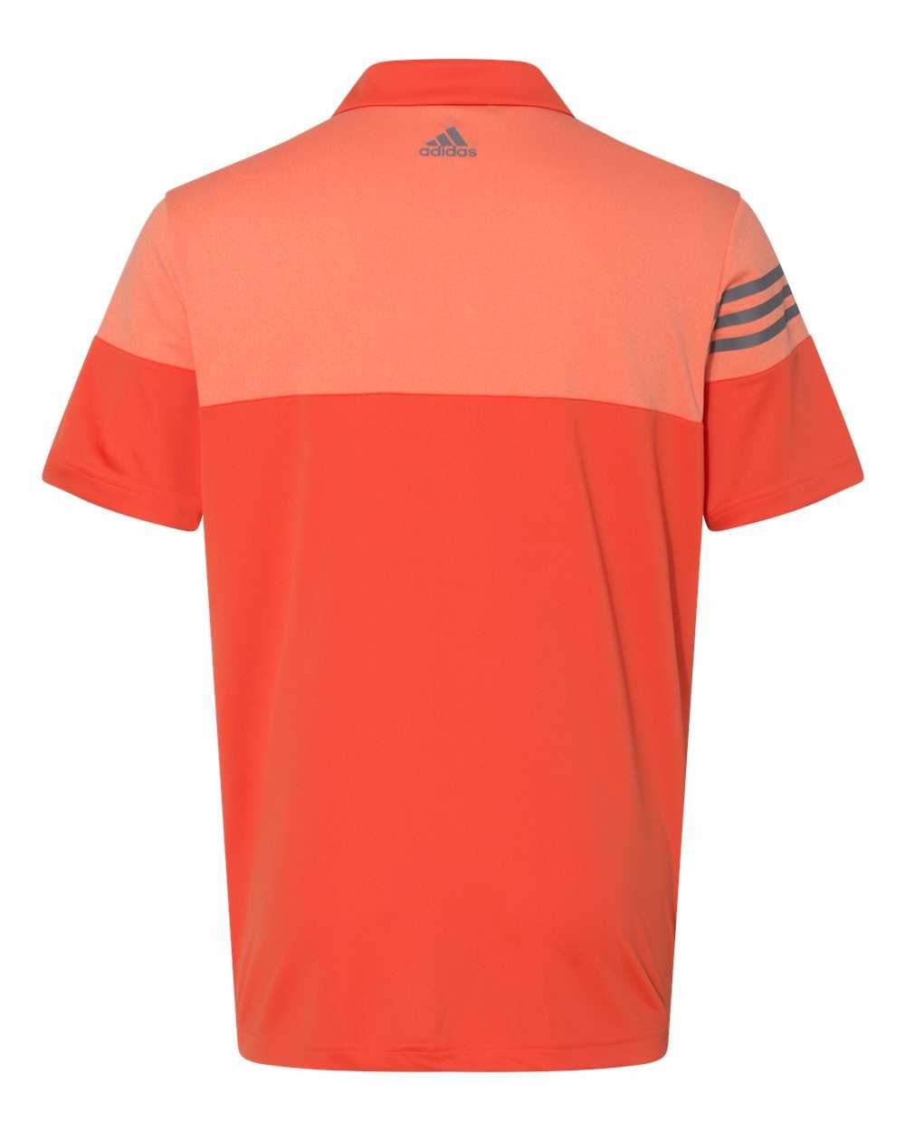 Adidas A213 Heathered 3-Stripes Block Sport Shirt - Blaze Orange Vista Grey - HIT a Double