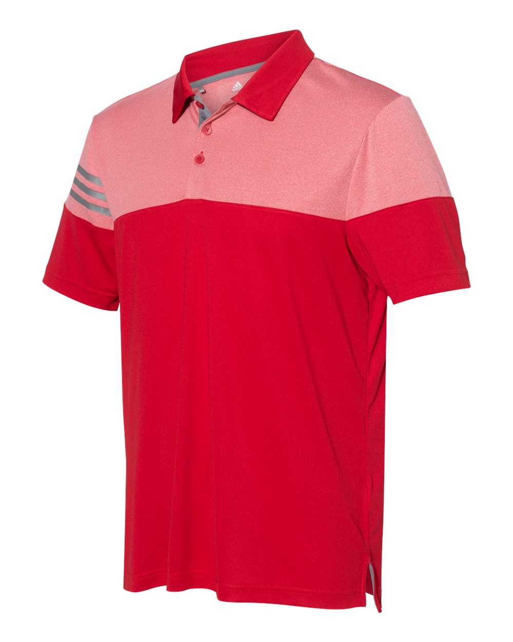 Adidas A213 Heathered 3-Stripes Block Sport Shirt - Power Red - HIT a Double